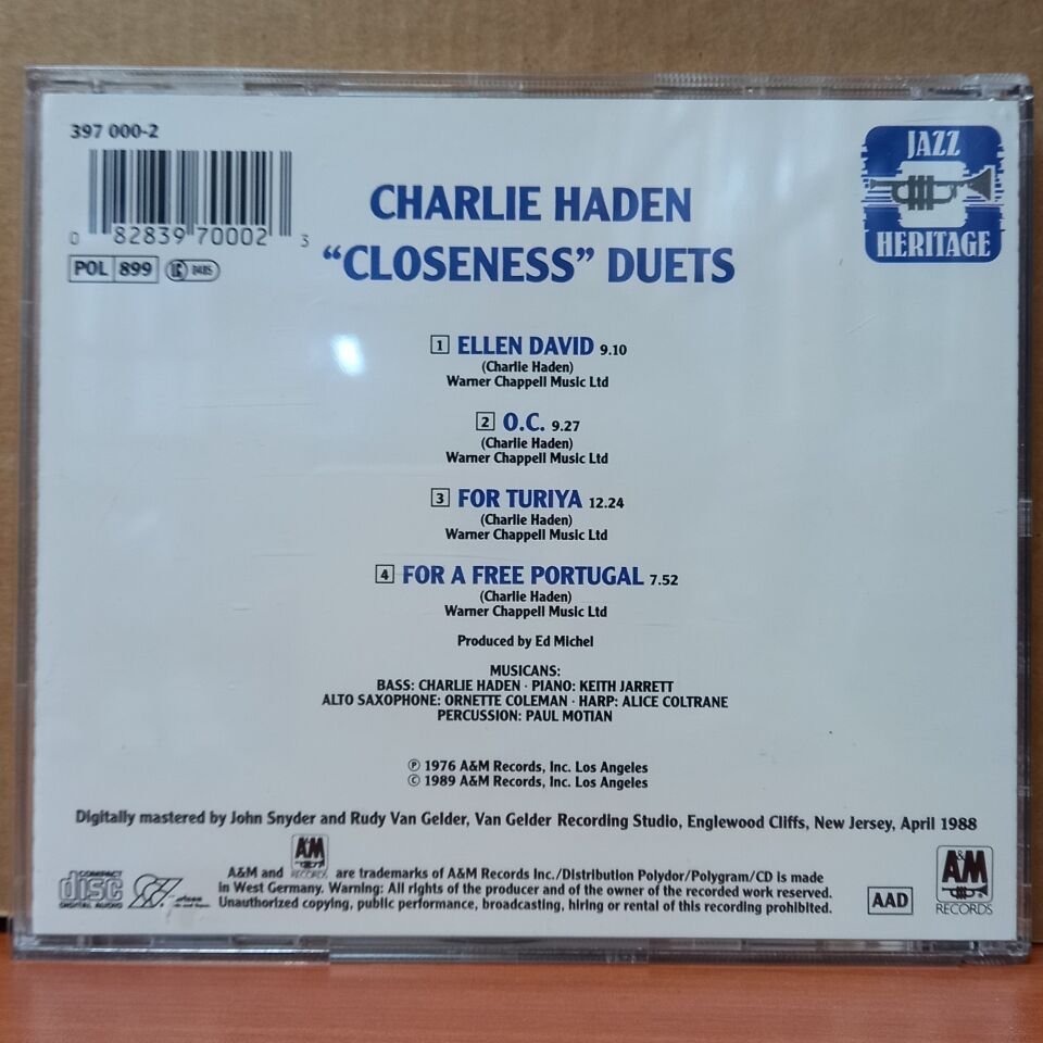 CHARLIE HADEN – ''CLOSENESS'' DUETS (1989) - CD 2.EL