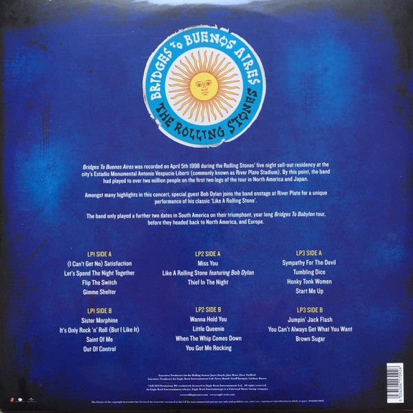 ROLLING STONES – BRIDGES TO BUENOS AIRES - LIVE FROM ARGENTINA (1998) - 3xLP 2019 SIFIR PLAK