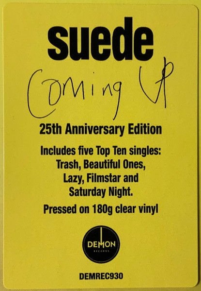 SUEDE - COMING UP (1996) - LP 180GR 2021 CLEAR COLOURED EDITION SIFIR PLAK