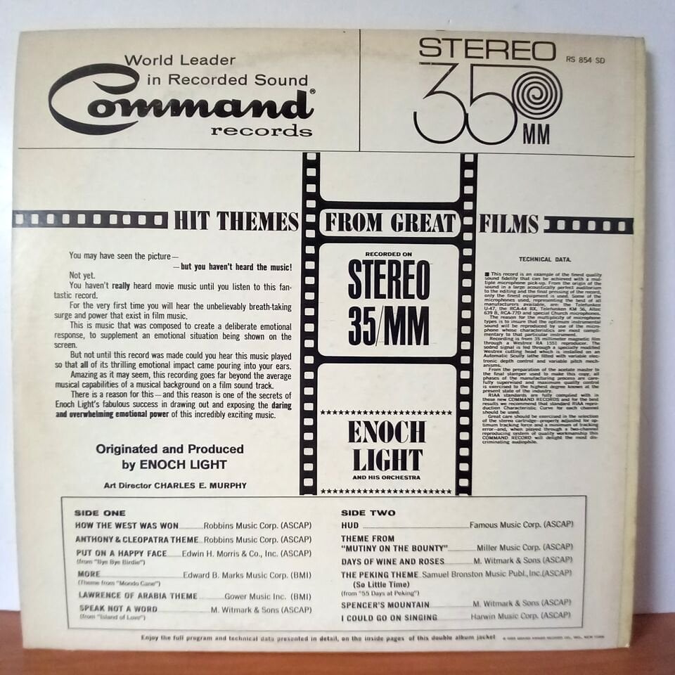 ENOCH LIGHT AND HIS ORCHESTRA – HIT THEMES FROM GREAT FILMS (1963) - LP 2.EL PLAK