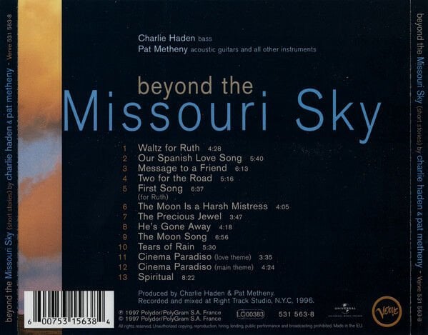 CHARLIE HADEN & PAT METHENY – BEYOND THE MISSOURI SKY [SHORT STORIES] (1997) - CD SIFIR