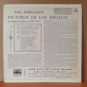 THE FABULOUS VICTORIA DE LOS ANGELES / GERALD MOORE (1961) - LP 2.EL PLAK