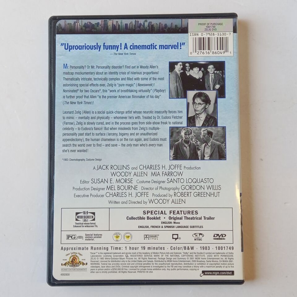 ZELIG - WOODY ALLEN, MIA FARROW - DVD 1.BÖLGE 2.EL