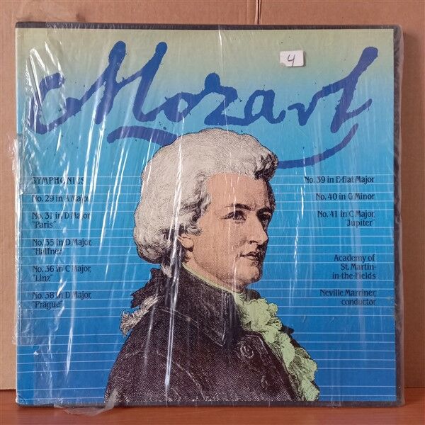 MOZART: SYMPHONIES 29, 31, 35, 36, 38, 39, 40, 41 / THE ACADEMY OF ST. MARTIN-IN-THE-FIELDS, NEVILLE MARRINER (1982) - 4LP BOX SET DÖNEM BASKISI SIFIR PLAK