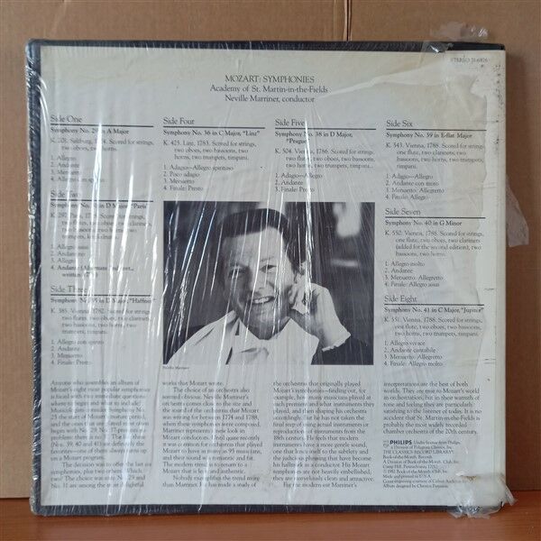 MOZART: SYMPHONIES 29, 31, 35, 36, 38, 39, 40, 41 / THE ACADEMY OF ST. MARTIN-IN-THE-FIELDS, NEVILLE MARRINER (1982) - 4LP BOX SET DÖNEM BASKISI SIFIR PLAK