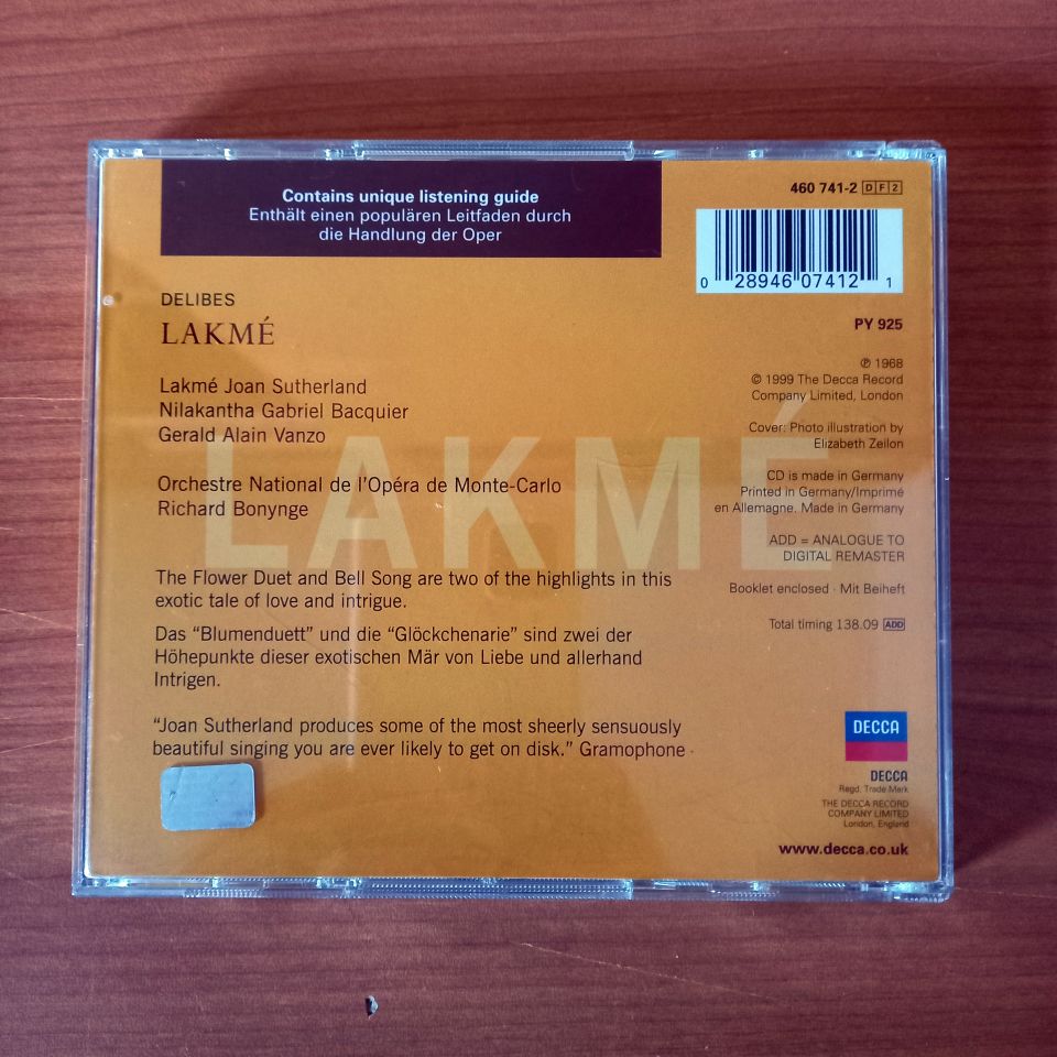 LEO DELIBES – LAKME / SUTHERLAND, VANZO, BONYNGE (1999) - 2CD 2.EL