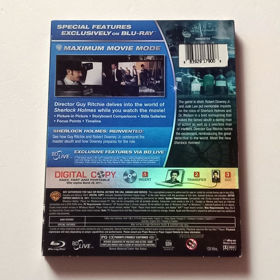 SHERLOCK HOLMES - ROBERT DOWNEY JR., JUDE LAW - YÖN.: GUY RITCHIE - BLU-RAY + DVD SLIPCASE SIFIR 1. BÖLGE TR ALTYAZI YOKTUR