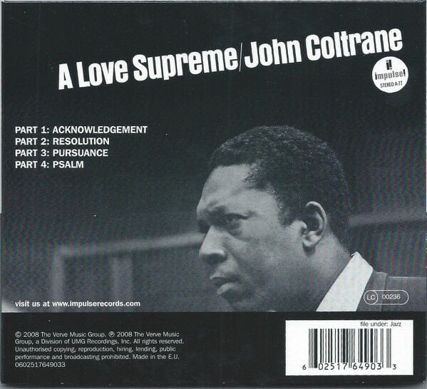 JOHN COLTRANE – A LOVE SUPREME (1964) - CD REMASTERED 2008 REISSUE SIFIR