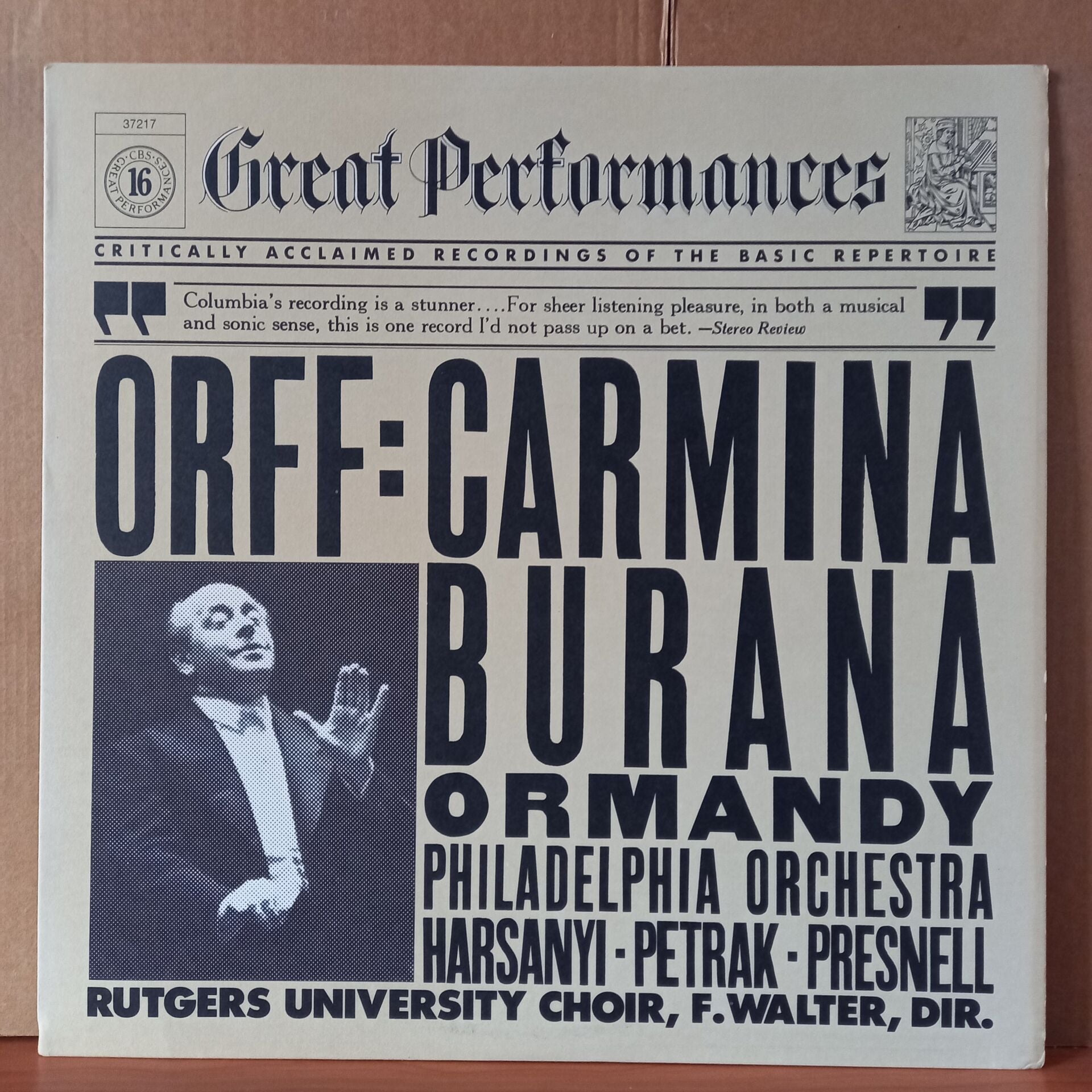 CARL ORFF: CARMINA BURANA / THE PHILADELPHIA ORCHESTRA, EUGENE ORMANDY, JANICE HARSANYI, RUDOLPH PETRAK, HARVE PRESNELL, THE RUTGERS UNIVERSITY CHOIR, F. AUSTIN WALTER (1981) - LP 2.EL PLAK
