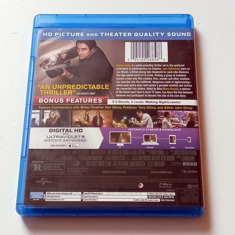 NIGHTCRAWLER - JAKE GLLENHAAL, RENE RUSSO, RIZ AHMED - YÖN.: DAN GILROY - BLU-RAY+DVD TWO-DISC SET REGION FREE TÜRKÇE ALTYAZI YOKTUR 2.EL