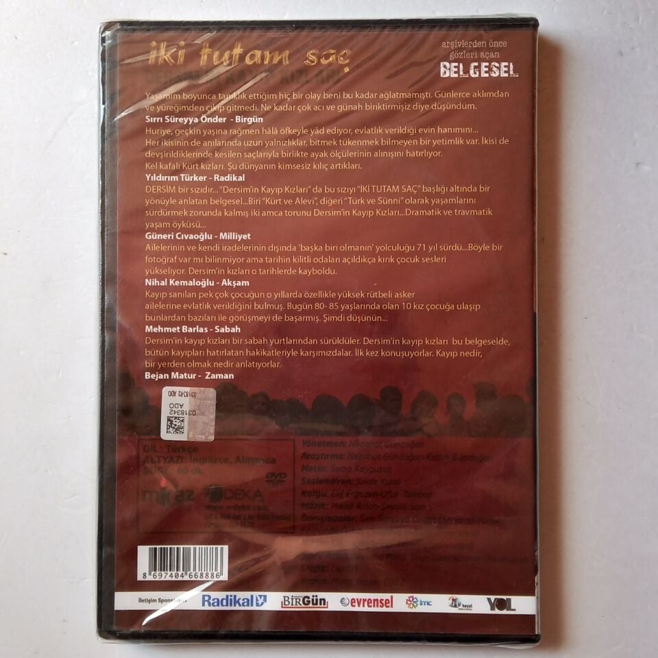İKİ TUTAM SAÇ / DERSİMİN KAYIP KIZLARI BELGESELİ - DVD AMBALAJINDA SIFIR