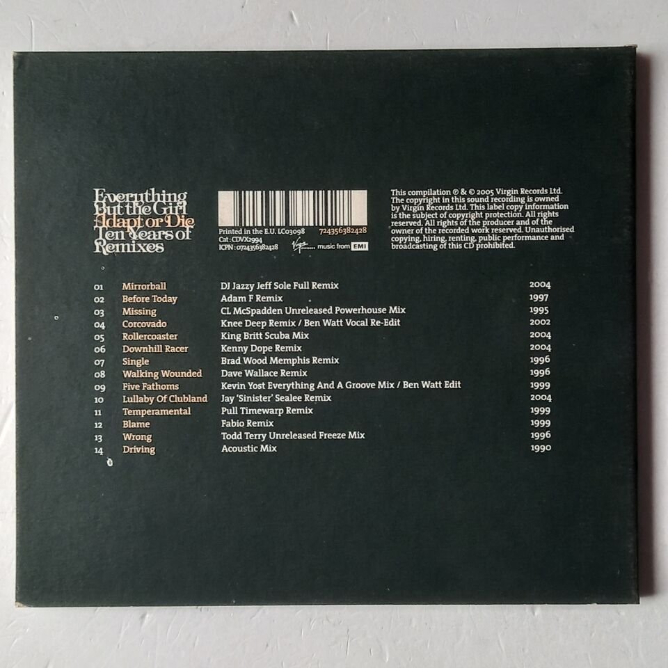 EVERYTHING BUT THE GIRL – ADAPT OR DIE / TEN YEARS OF REMIXES (2005) - CD DIGIPAK 2.EL