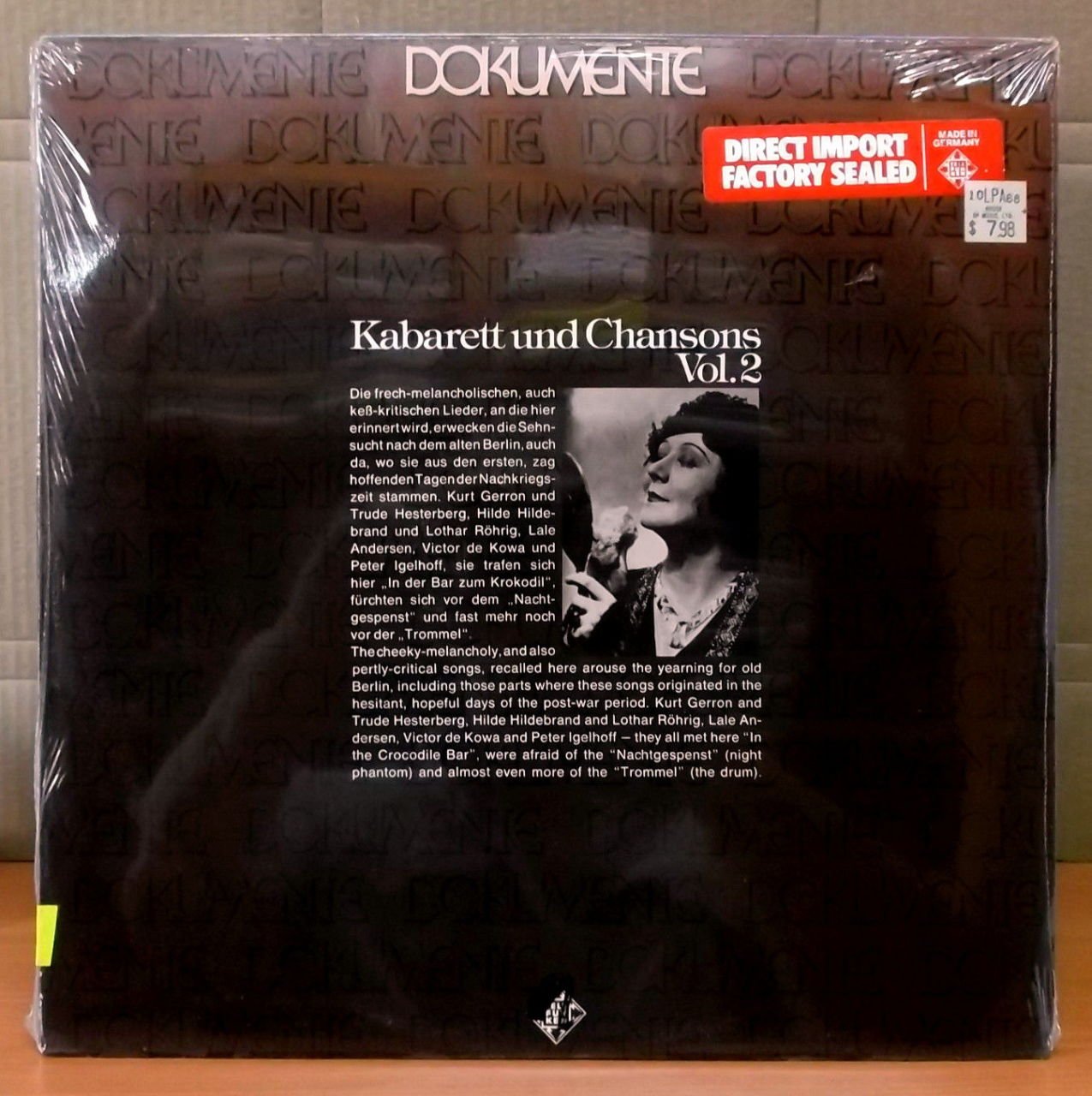 DOKUMENTE FILMCHANSONS DER 30 JAHRE LP SIFIR