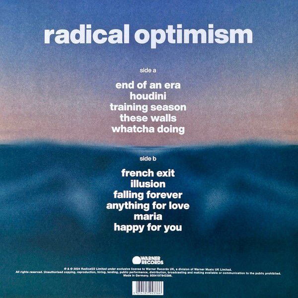 DUA LIPA – RADICAL OPTIMISM (2024) - LP CURAÇAO BLUE COLOURED EDITION SIFIR PLAK