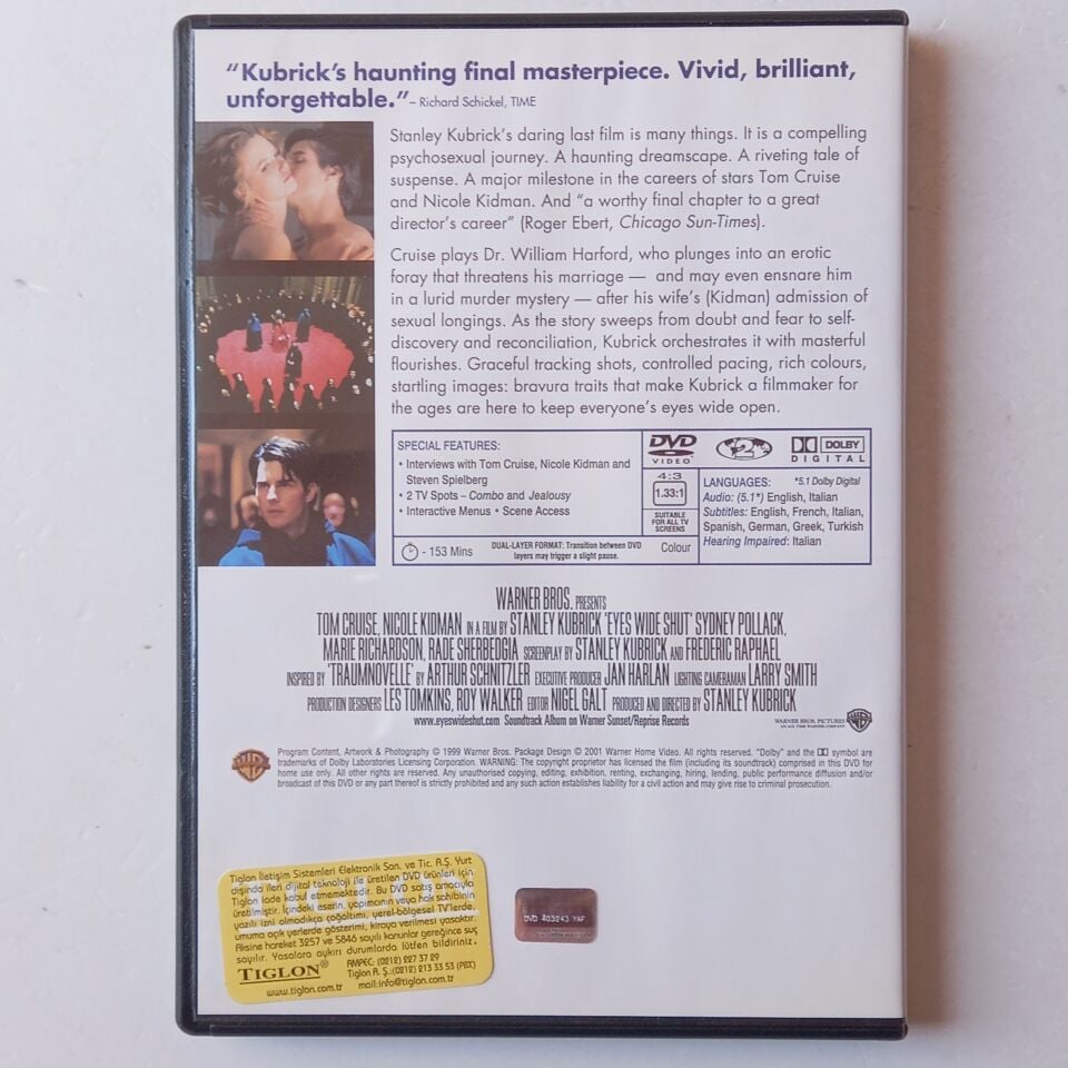 EYES WIDE SHUT / STANLEY KUBRICK COLLECTION - TOM CRUISE, NICOLE KIDMAN - DVD 2.EL