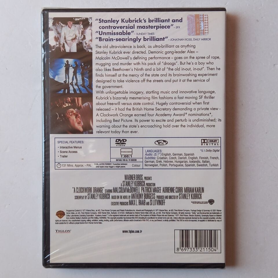 A CLOCKWORK ORANGE / STANLEY KUBRICK COLLECTION - TOM CRUISE, NICOLE KIDMAN - DVD AMBALAJINDA SIFIR