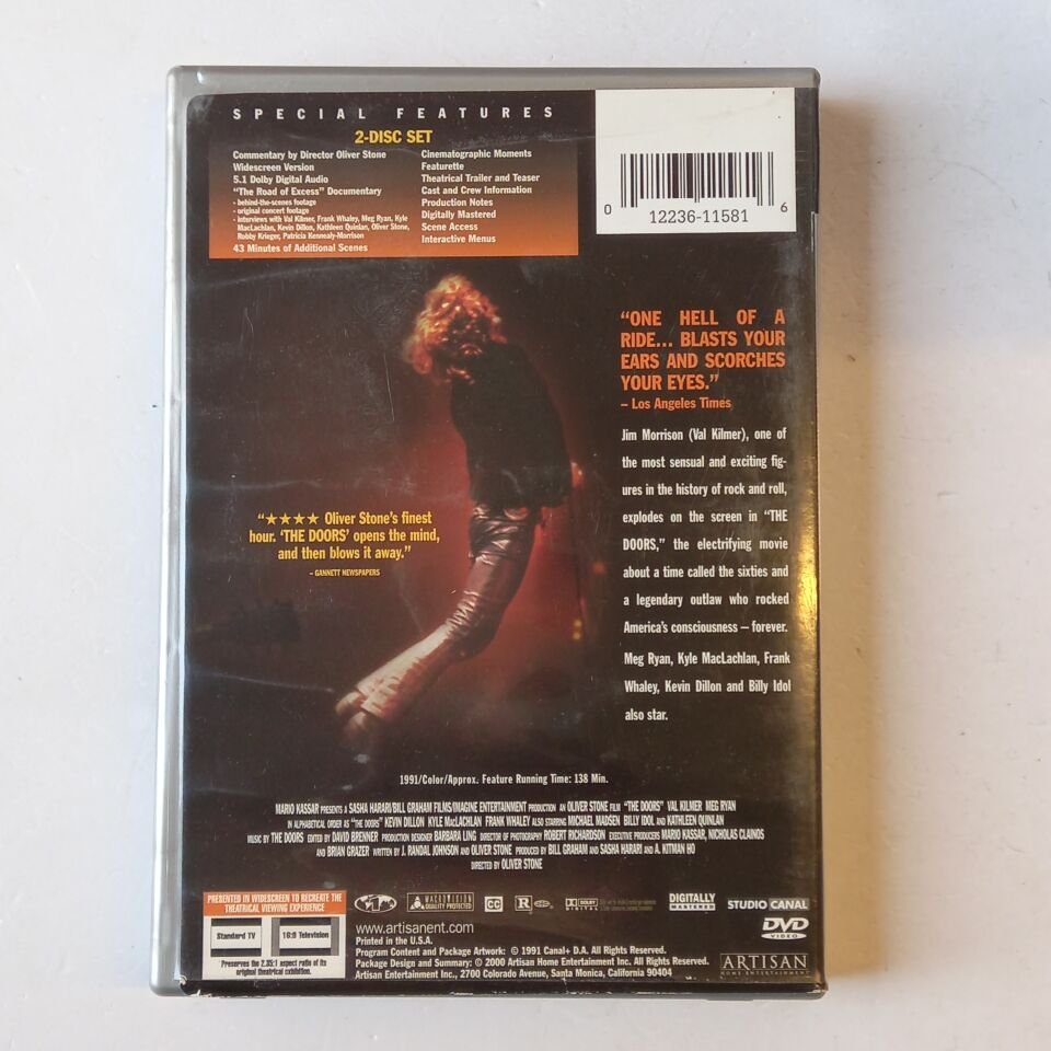 THE DOORS - OLIVER STONE, VAL KILMER, MEG RYAN - SPECIAL EDITION 2 DİSK DVD 1.BÖLGE 2.EL