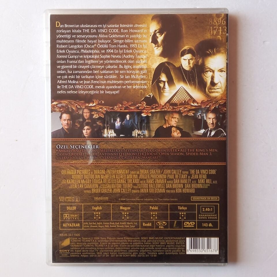 THE DA VINCI CODE - TOM HANKS, AUDREY TAUTOU, IAN MCKELLEN - DVD 2.EL