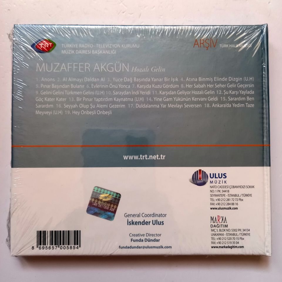 MUZAFER AKGÜN - HOZALI GELİN / TÜRK HALK MÜZİĞİ / TRT ARŞİV SERİSİ 62 - CD SIFIR