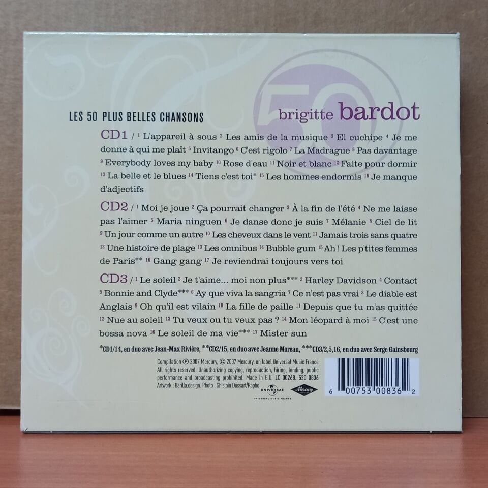 BRIGITTE BARDOT - LES 50 PLUS BELLES CHANSONS (2007) - 3CD 2.EL