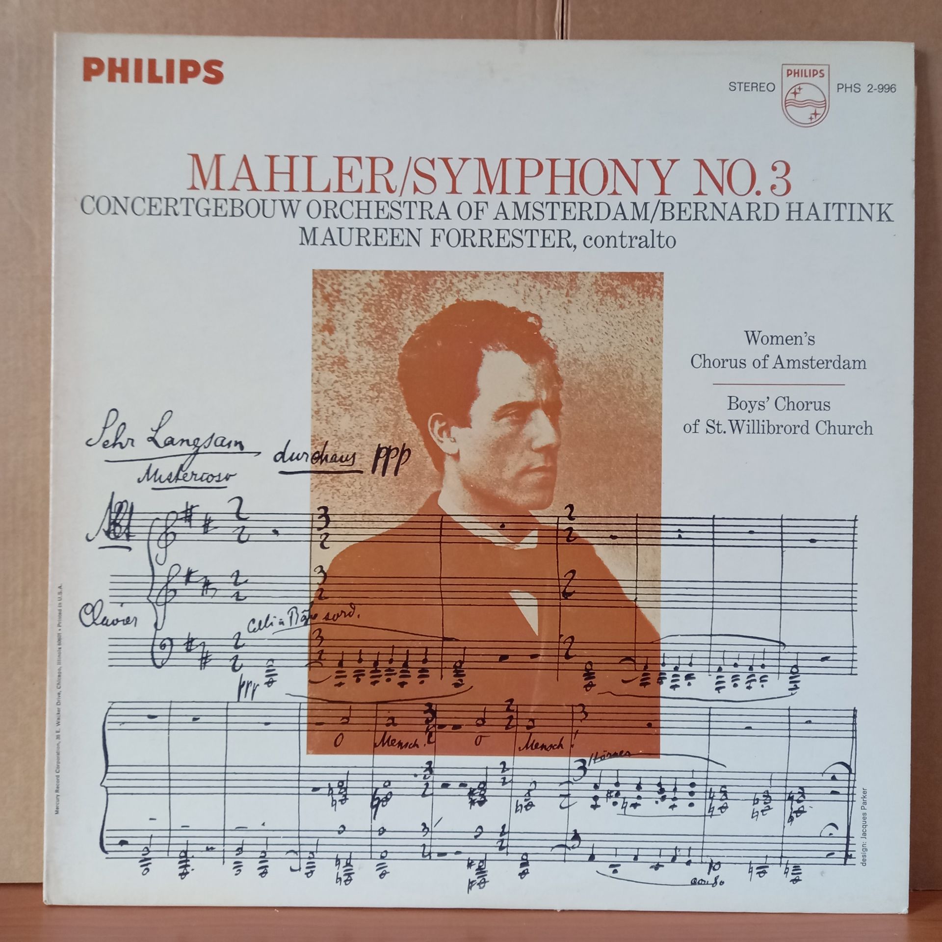 GUSTAV MAHLER: SYMPHONY NO. 3 / CONCERTGEBOUW ORCHESTRA OF AMSTERDAM, BERNARD HAITINK, MAUREEN FORRESTER, WOMEN'S CHORUS OF AMSTERDAM, BOYS CHORUS OF ST. WILLIBRORD'S CHURCH - 2LP 2.EL PLAK