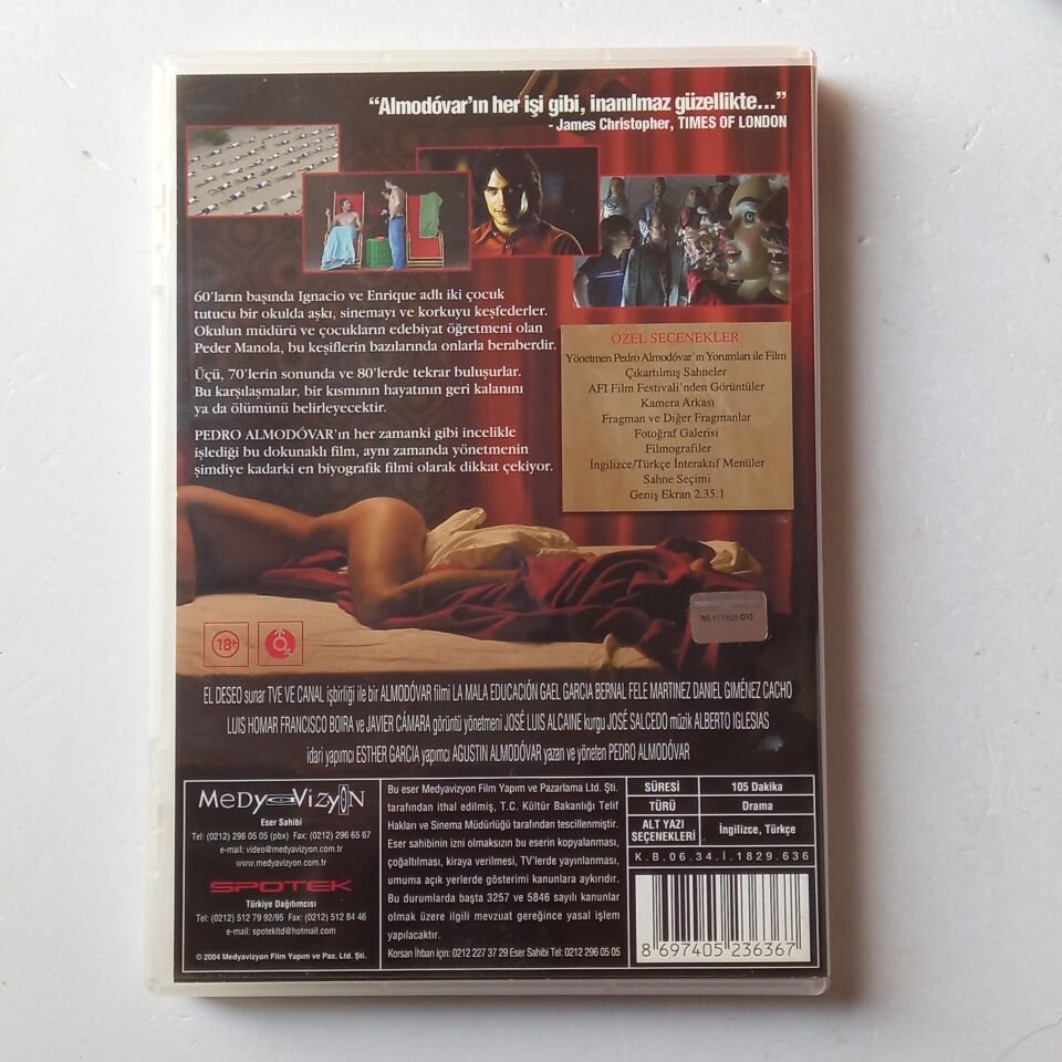 LA MALA EDUCACION / KÖTÜ EĞİTİM - PEDRO ALMODOVAR, GAEL GARCIA BERNAL, FELE MARTINEZ  - DVD 2.EL