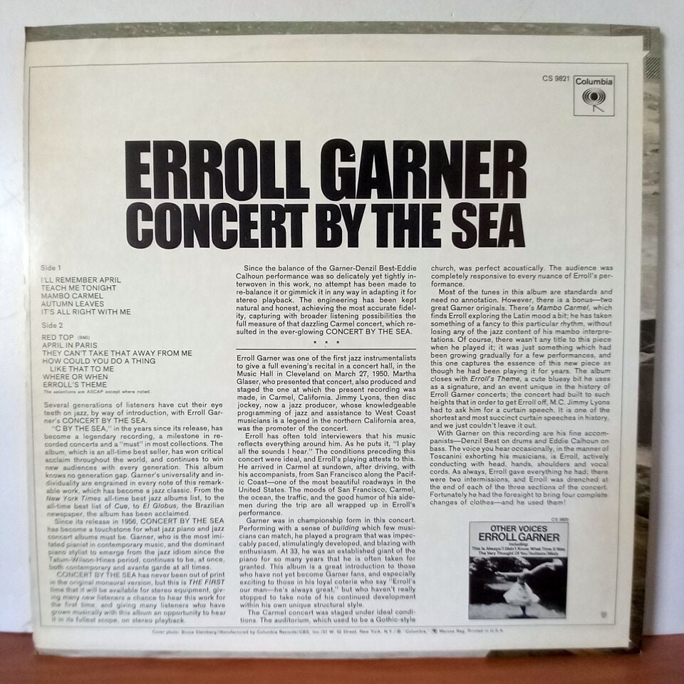 ERROLL GARNER – CONCERT BY THE SEA (1956) - LP 2.EL PLAK
