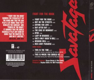 SAVATAGE – FIGHT FOR THE ROCK (1986) - DIGIPAK CD SIFIR 2011