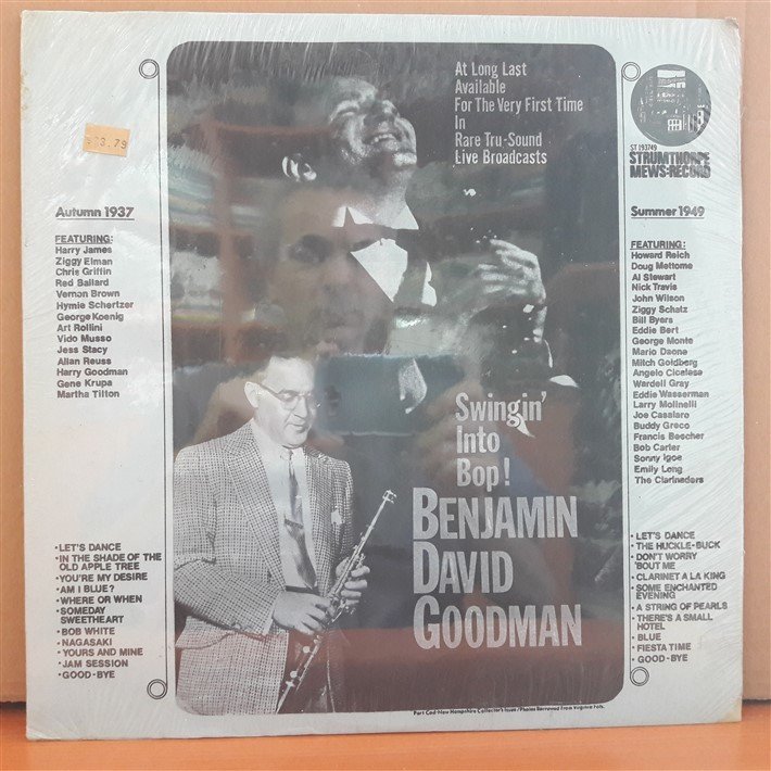 BENJAMIN DAVID GOODMAN - SWINGIN' INTO BOP! - LP DÖNEM BASKISI SIFIR PLAK (BENNY GOODMAN)