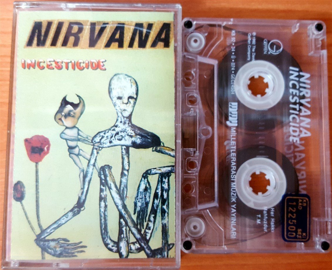NIRVANA - INCESTICIDE (1992) MMY TRANSPARENT CASSETTE MADE IN TURKEY ''USED''