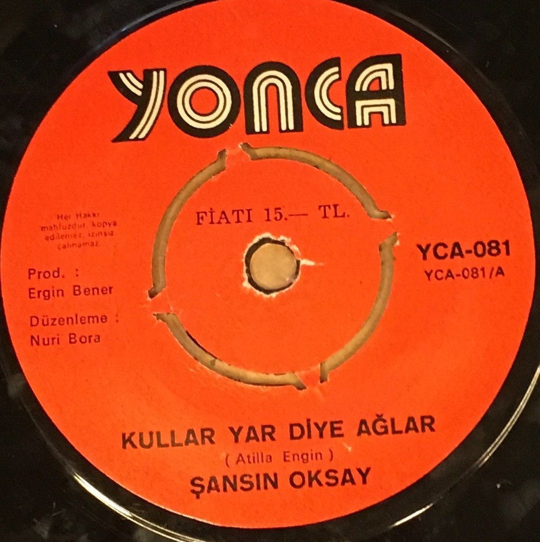 ŞANSIN OKSAY - KULLAR YAR DİYE AĞLAR / GÜLMEYİ UNUTTUM 7'' 45 DEVİR YONCA MÜZİK
