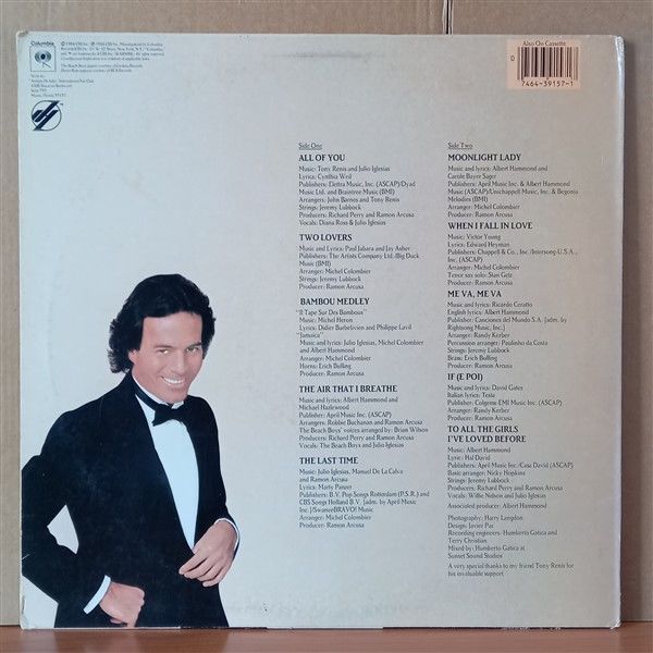 JULIO IGLESIAS – 1100 BEL AIR PLACE (1984) - LP 2.EL PLAK