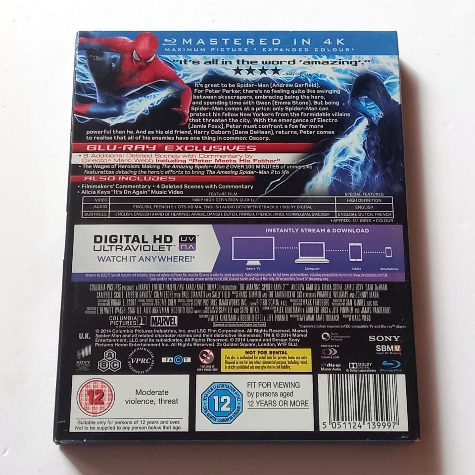 THE AMAZING SPIDER-MAN 2 - ANDREW GARFIELD, EMMA STONE, JAMIE FOXX, YÖN.: MARC WEBB - BLU-RAY SLIPCASE 2.EL TÜRKÇE ALTYAZI YOKTUR