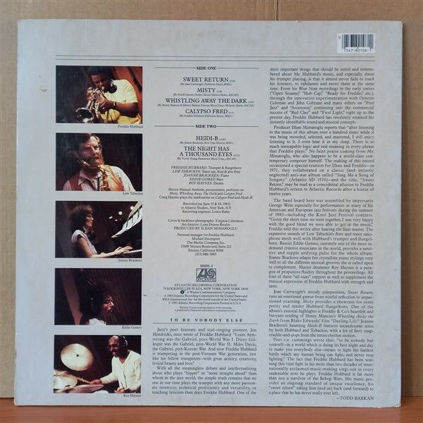FREDDIE HUBBARD – SWEET RETURN (1983) - LP 2.EL PLAK