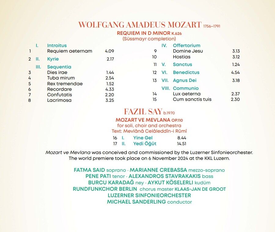 MOZART / FAZIL SAY - REQUIEM / MOZART & MEVLANA (2025) - 2LP SIFIR PLAK