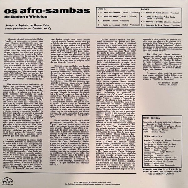 BADEN POWELL & VINICIUS DE MORAES - OS AFRO SAMBAS (1966) - LP 2025 RED COLOURED EDITION BOSSA NOVA , SAMBA, LATIN JAZZ SIFIR PLAK