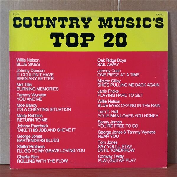 COUNTRY MUSIC'S TOP 20 / WILLIE NELSON, JOHNNY DUNCAN, MEL TILLIS, MOE BANDY, GEORGE JONES, JOHNNY CASH, TOM JONES CONDUCTS LEROY ANDERSON (1979) - LP 2.EL PLAK