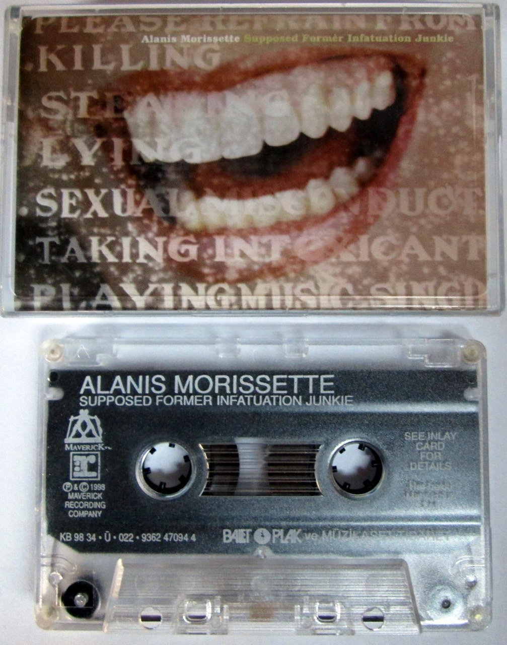 ALANIS MORISSETTE - SUPPOSED FORMER INFATUATION JUNKIE (1998) BALET CASSETTE MADE IN TURKEY ''USED''