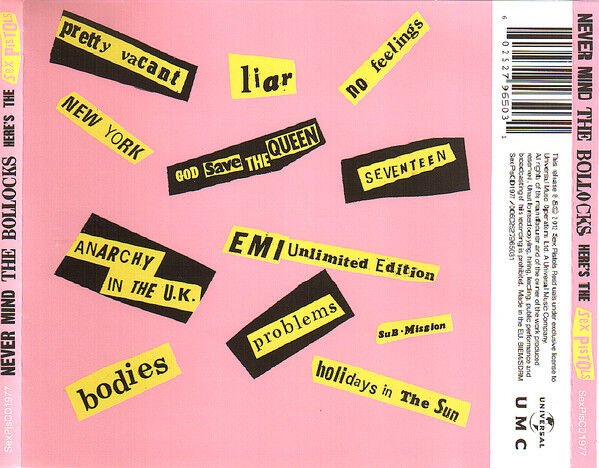 SEX PISTOLS – NEVER MIND THE BOLLOCKS HERE'S THE SEX PISTOLS (1977) - CD REMASTERED 2012 REISSUE JEWEL CASE AMBALAJINDA SIFIR