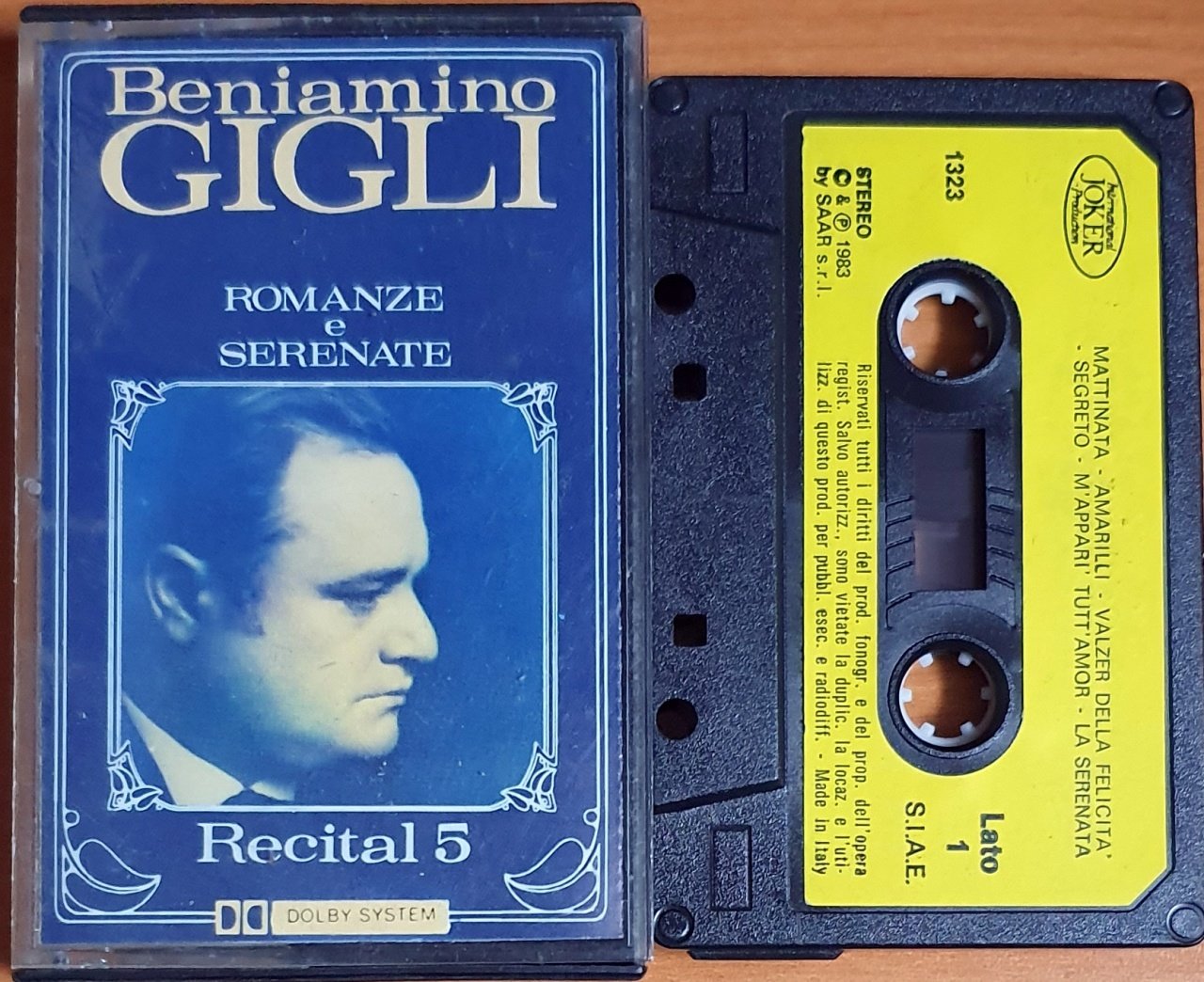 BENIAMINO GIGLI - RECITAL 5 / ROMANZE E SERENATE (1983) - KASET INTERNATIONAL JOKER PRODUCTION / MADE IN ITALY 2.EL