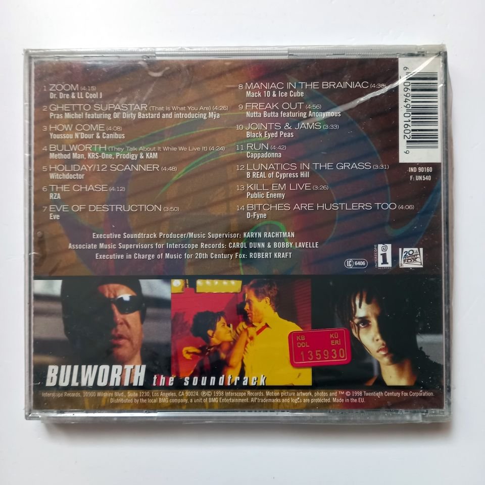 BULWORTH THE SOUNDTRACK / DR. DRE & LL COOL J, CANIBUS & WYCLEF, RZA, METHOD MAN, KRS ONE (1998) - CD SIFIR
