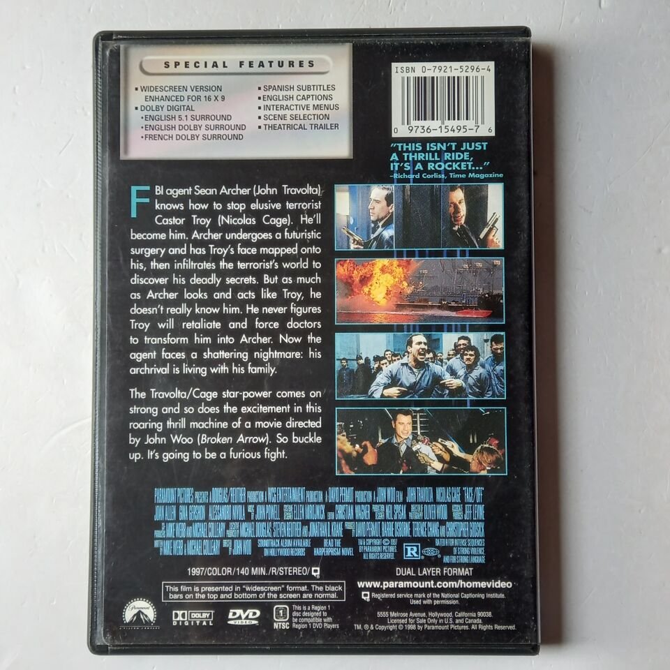 FACE/OFF - JOHN TRAVOLTA, NICOLAS CAGE - DVD 2.EL 1 .BÖLGE