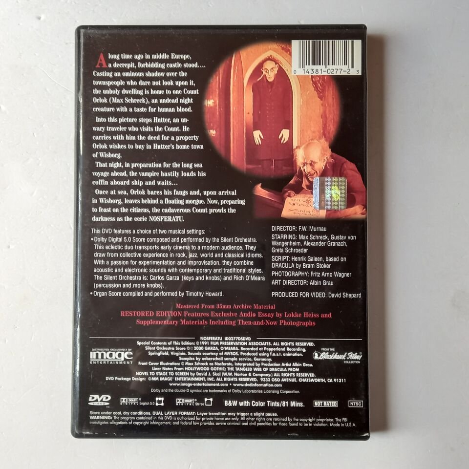 NOSFERATU: A SYMPHONY OF HORROR - F.W. MURNAU, MAX SCHRECK - DVD 1.BÖLGE 2.EL