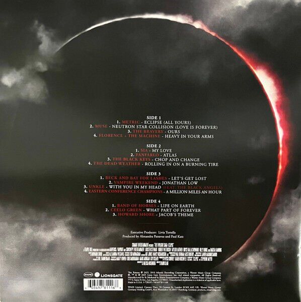THE TWILIGHT SAGA ECLIPSE - SOUNDTRACK (2010) - 2LP 2025 MILKY CLEAR & BLACK ICE COLOURED SIFIR PLAK
