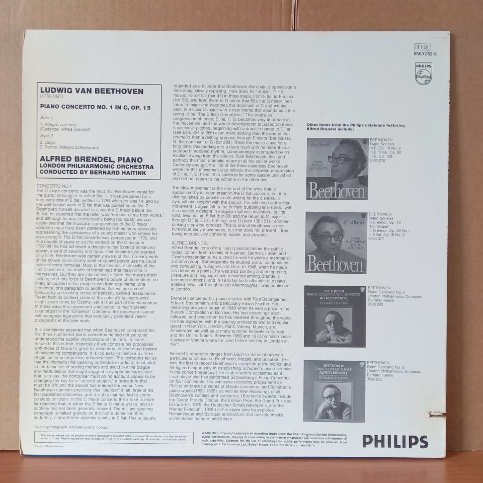BEETHOVEN: PIANO CONCERTO NO.1 / ALFRED BRENDEL, LONDON PHILHARMONIC ORCHESTRA, BERNARD HAITINK (1977) - LP 2.EL PLAK