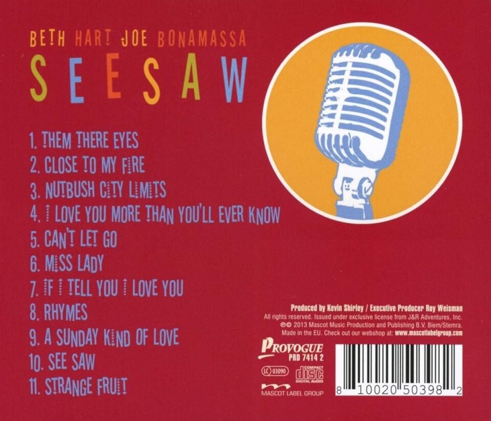 BETH HART & JOE BONAMASSA – SEESAW (2013) - CD JEWEL CASE AMBALAJINDA SIFIR