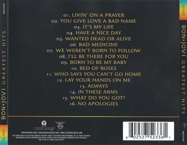 BON JOVI – GREATEST HITS (2010) - CD JEWEL CASE AMBALAJINDA SIFIR