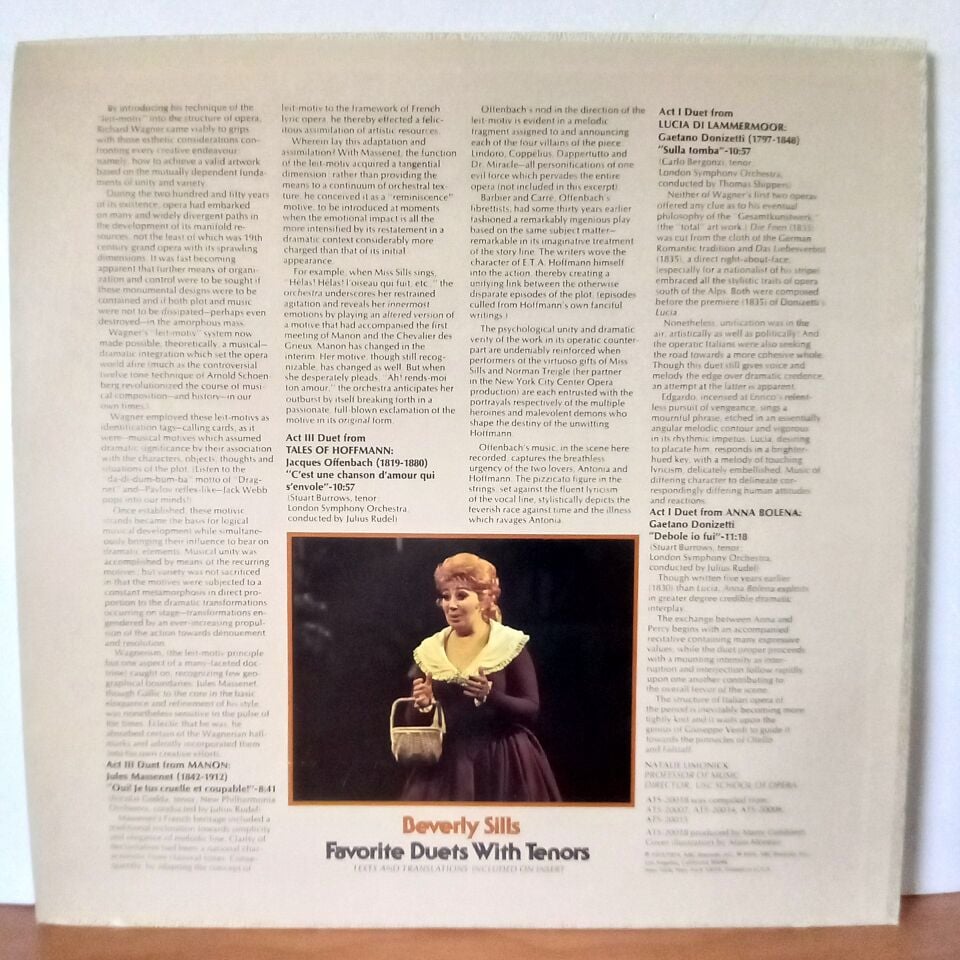 BEVERLY SILLS FAVORITE DUETS WITH TENORS / NICOLAI GEDDA, STUART BURROWS, CARLO BERGONZI (1974) - LP 2.EL PLAK