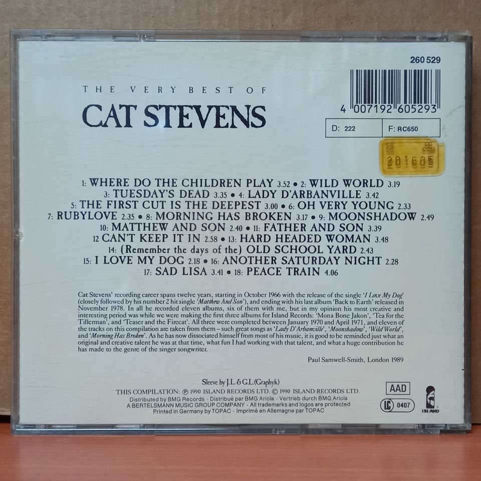 CAT STEVENS – THE VERY BEST OF CAT STEVENS (1990) - CD 2.EL