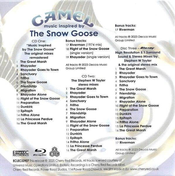CAMEL – MUSIC INSPIRED BY THE SNOW GOOSE (1975) - 2CD+BLU-RAY REMASTERED 2025 REISSUE BOX SET AMBALAJINDA SIFIR
